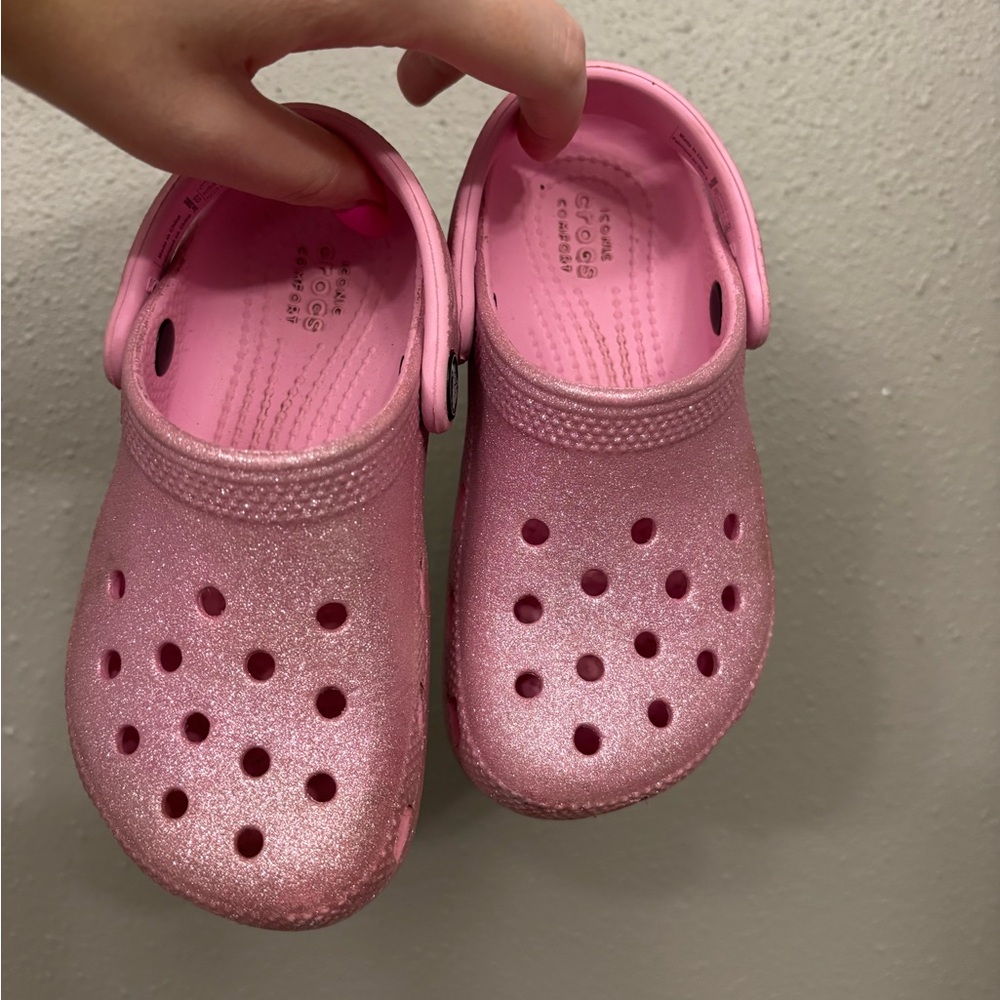 Pink Glitter Crocs